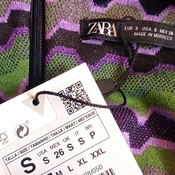 Zara Only one metallic multicolored long sleeve boho mini dress size small - Picture 12 of 12